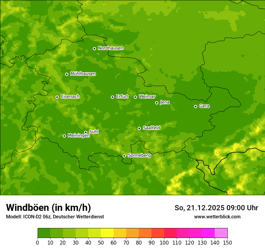 Modellkarten Windgeschwindigkeit