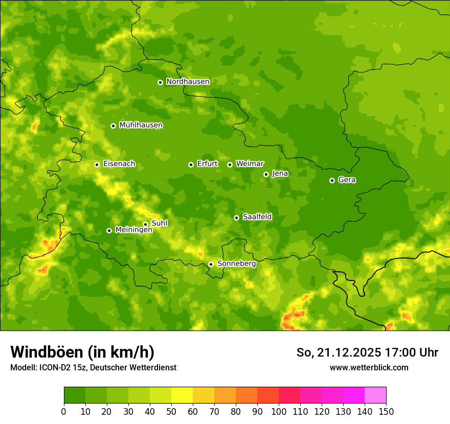 Modellkarten Windgeschwindigkeit