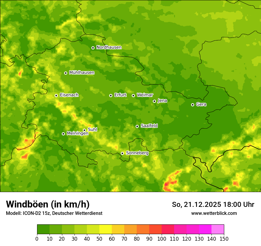 Modellkarten Windgeschwindigkeit