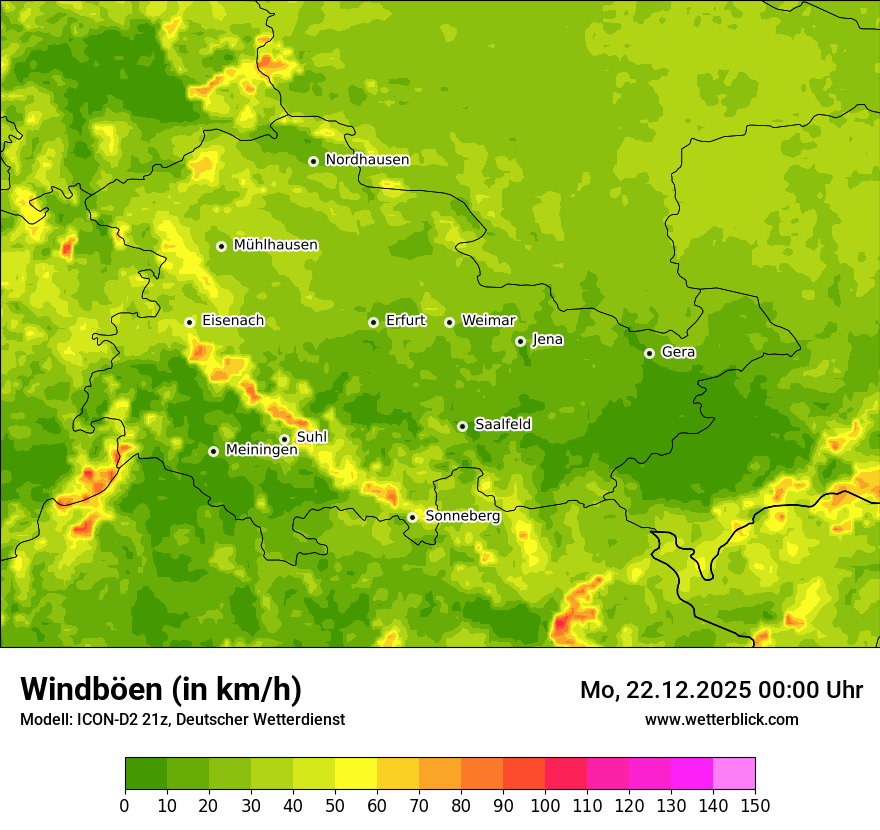 Modellkarten Windgeschwindigkeit
