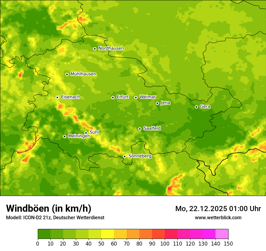 Modellkarten Windgeschwindigkeit