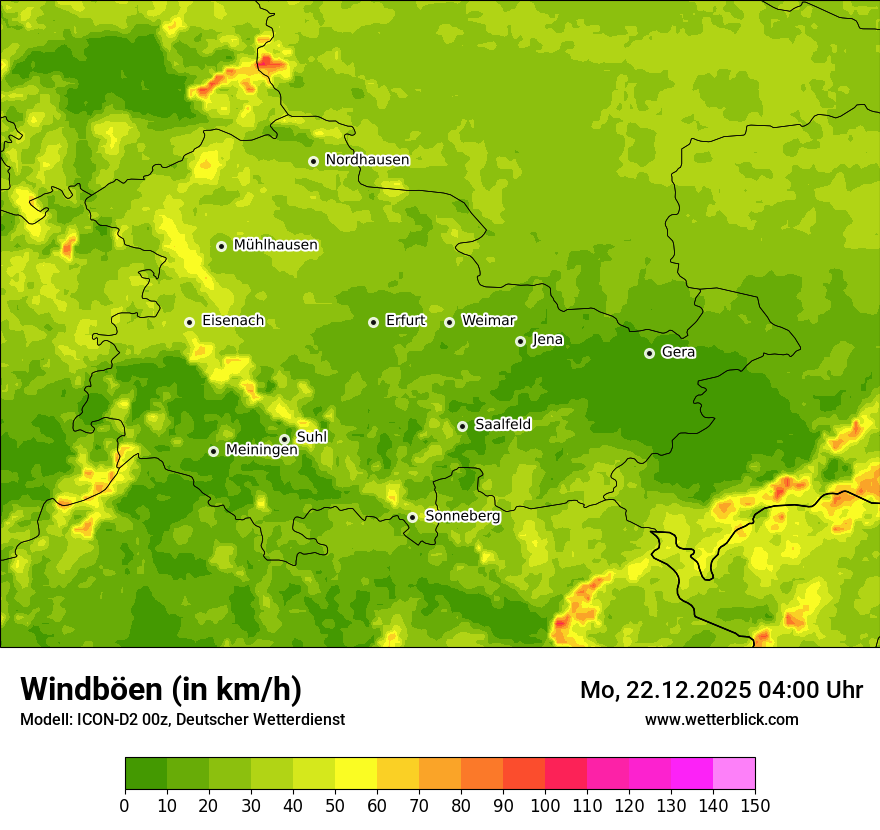 Modellkarten Windgeschwindigkeit