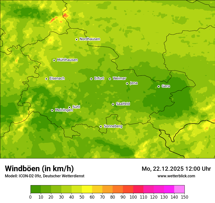 Modellkarten Windgeschwindigkeit