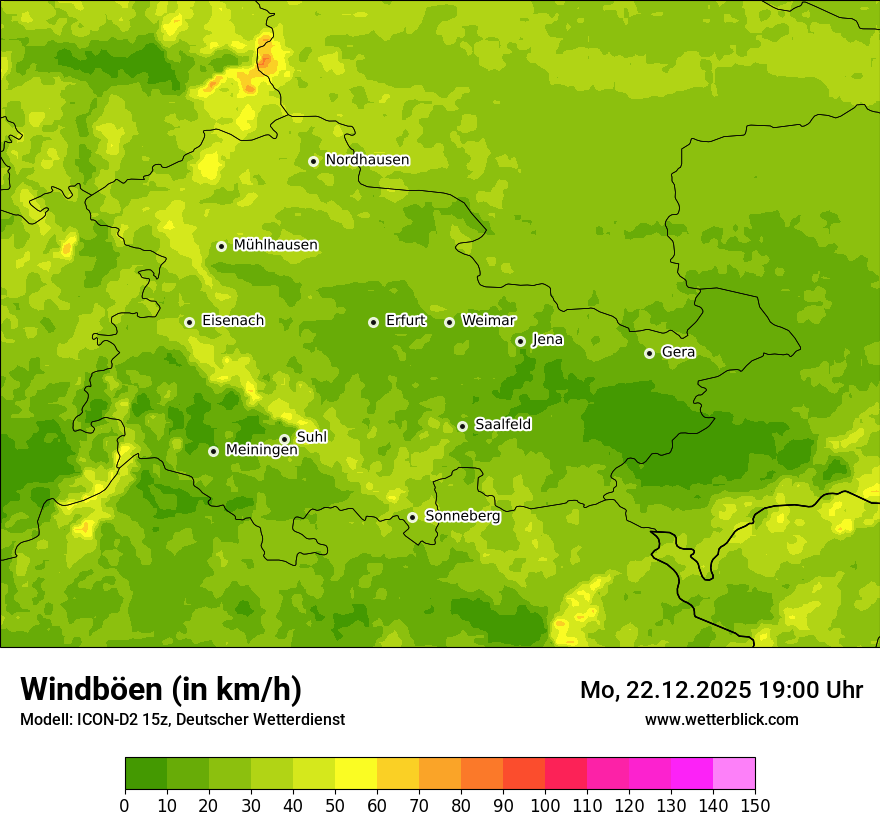 Modellkarten Windgeschwindigkeit