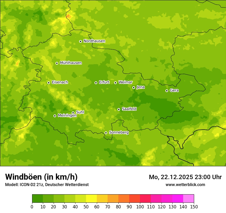 Modellkarten Windgeschwindigkeit