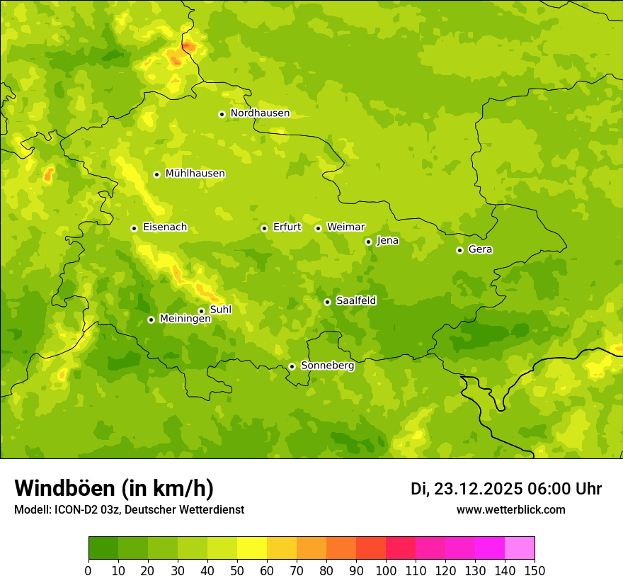 Modellkarten Windgeschwindigkeit