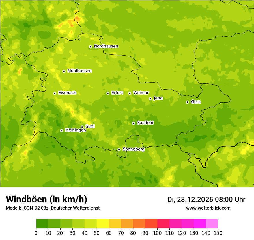 Modellkarten Windgeschwindigkeit