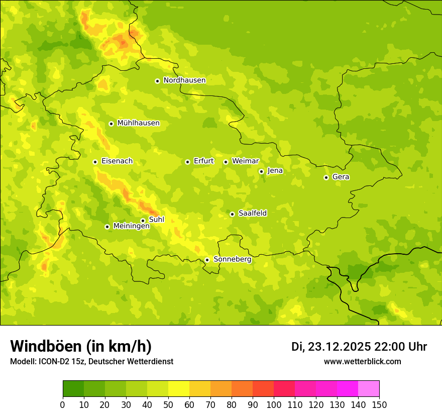 Modellkarten Windgeschwindigkeit