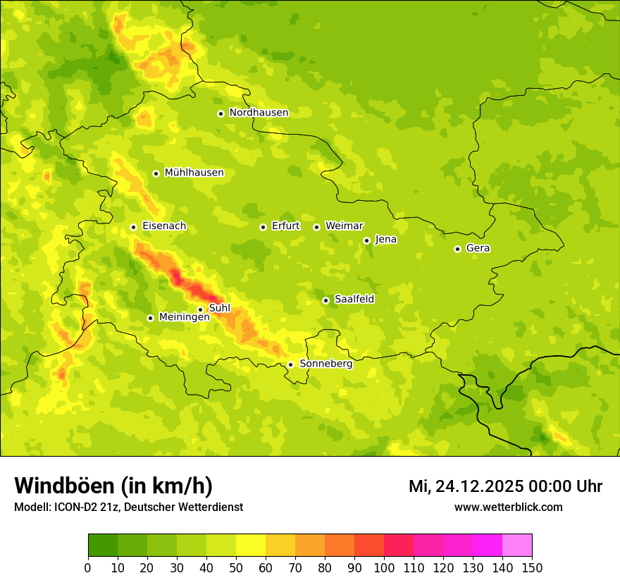 Modellkarten Windgeschwindigkeit