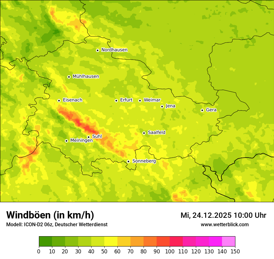 Modellkarten Windgeschwindigkeit