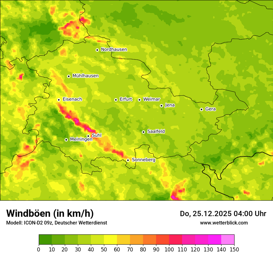 Modellkarten Windgeschwindigkeit