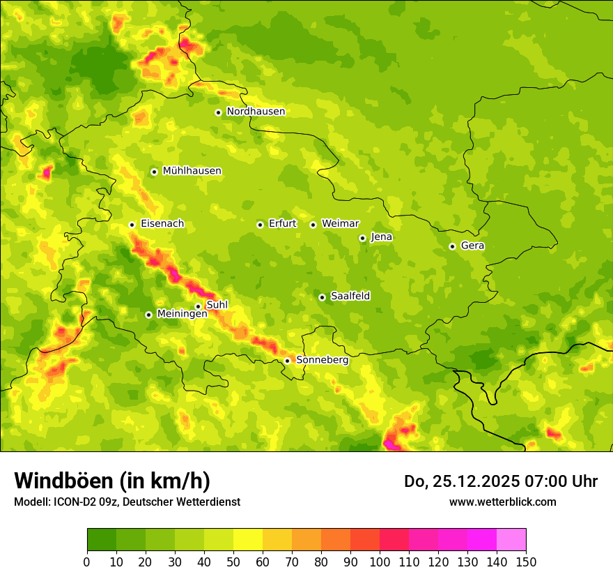 Modellkarten Windgeschwindigkeit
