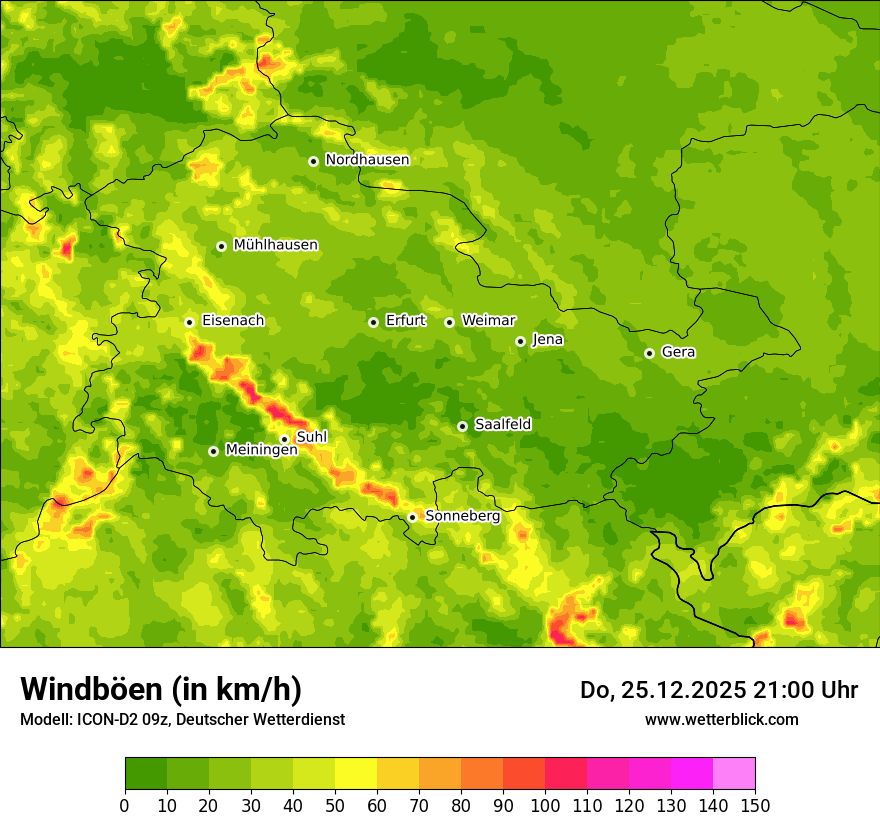 Modellkarten Windgeschwindigkeit