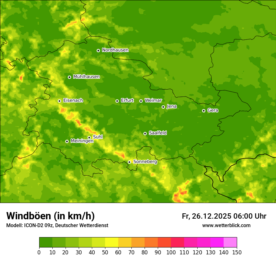 Modellkarten Windgeschwindigkeit