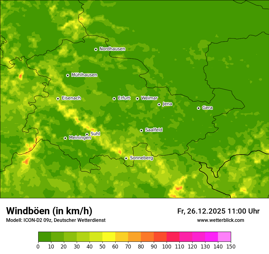 Modellkarten Windgeschwindigkeit
