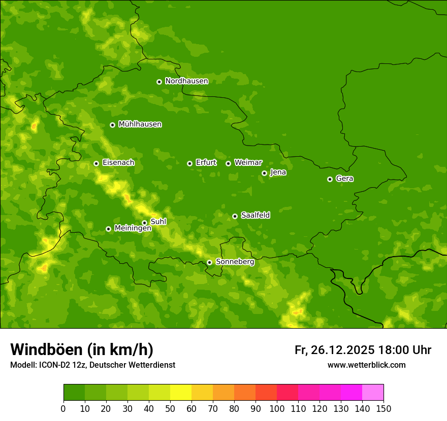 Modellkarten Windgeschwindigkeit
