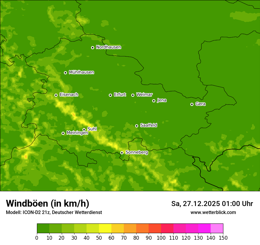 Modellkarten Windgeschwindigkeit