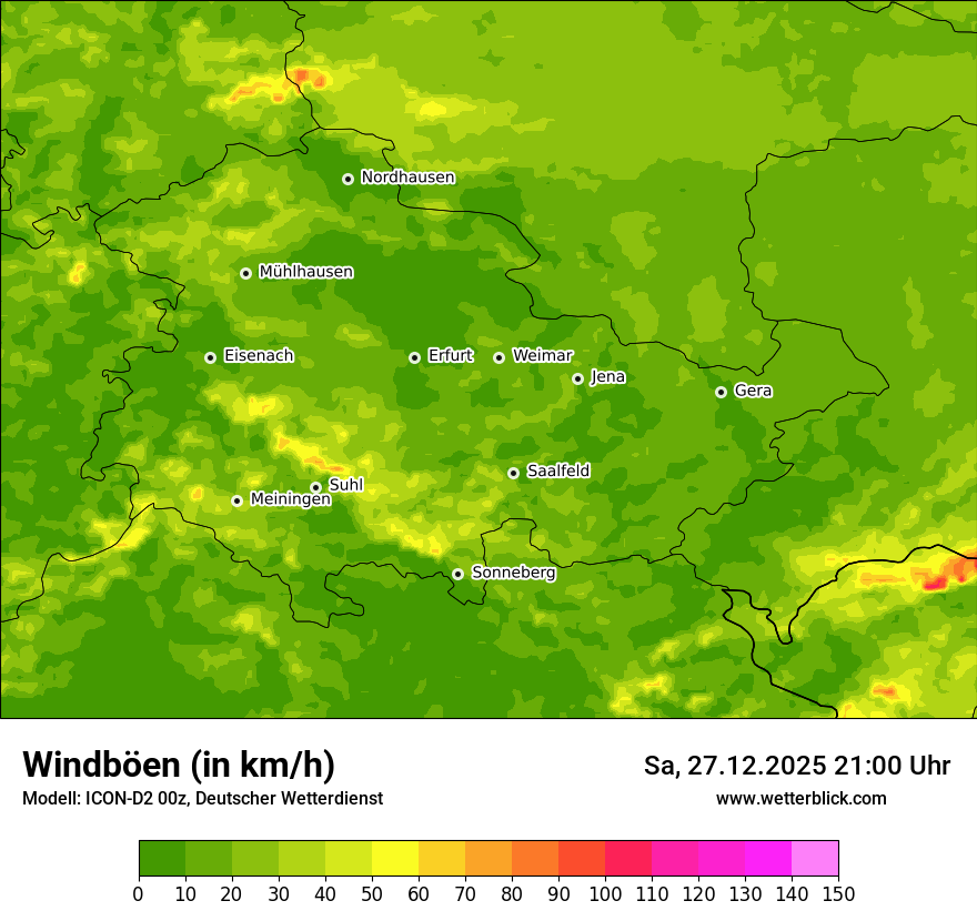 Modellkarten Windgeschwindigkeit