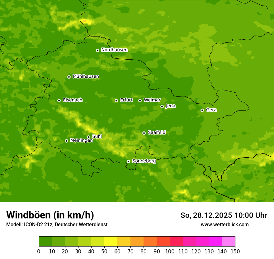 Modellkarten Windgeschwindigkeit