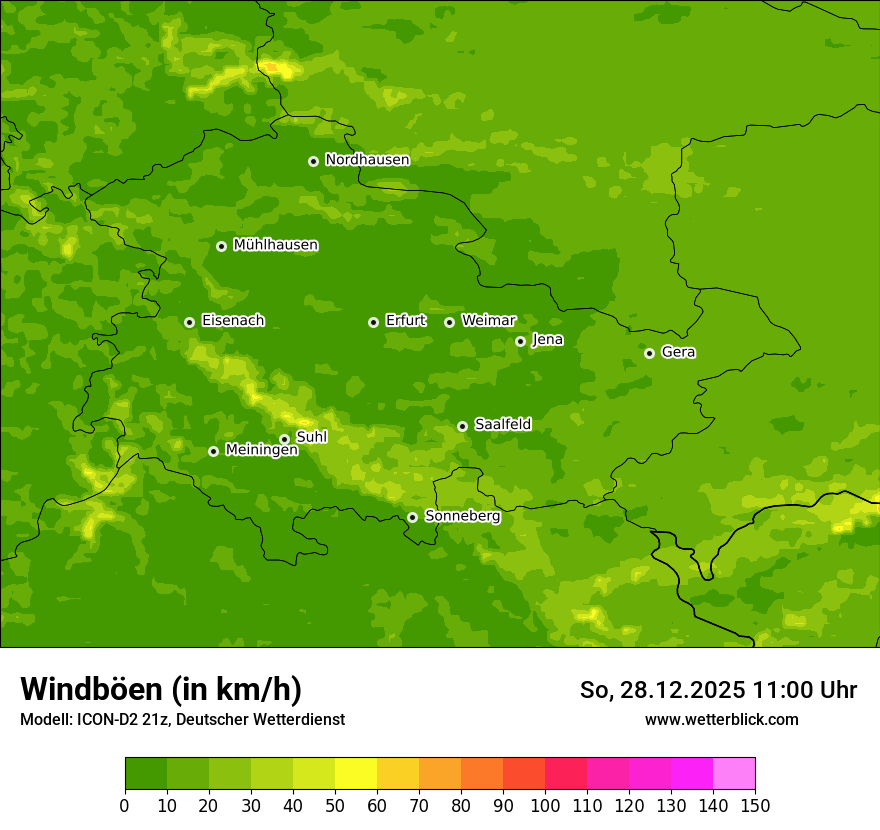 Modellkarten Windgeschwindigkeit