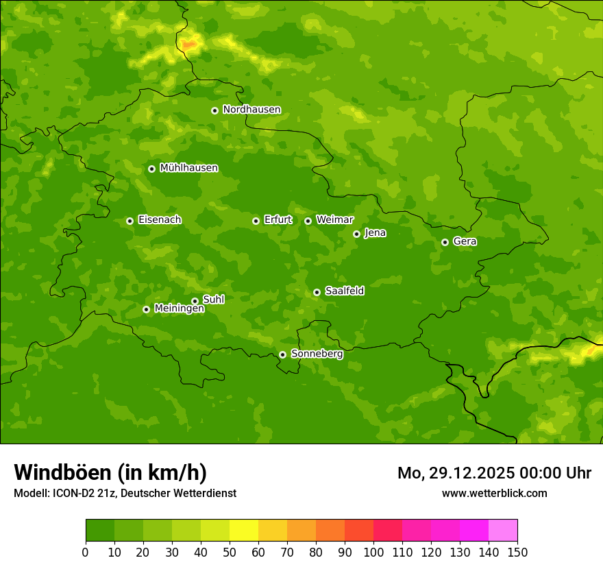 Modellkarten Windgeschwindigkeit