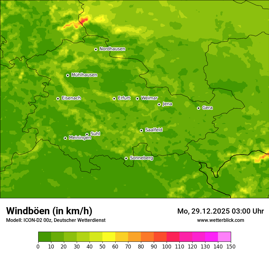 Modellkarten Windgeschwindigkeit