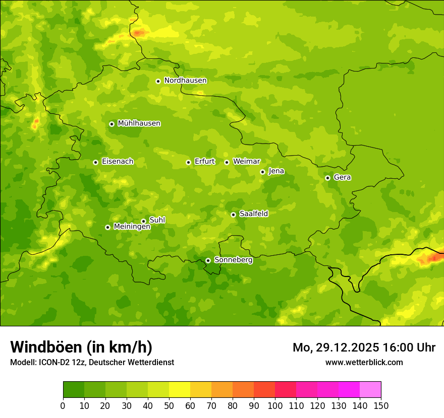 Modellkarten Windgeschwindigkeit