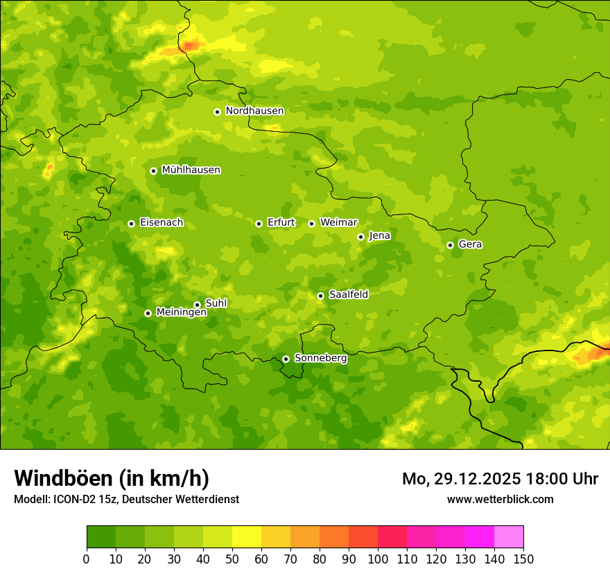 Modellkarten Windgeschwindigkeit