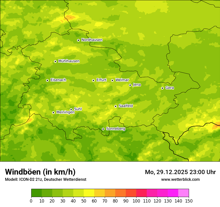 Modellkarten Windgeschwindigkeit