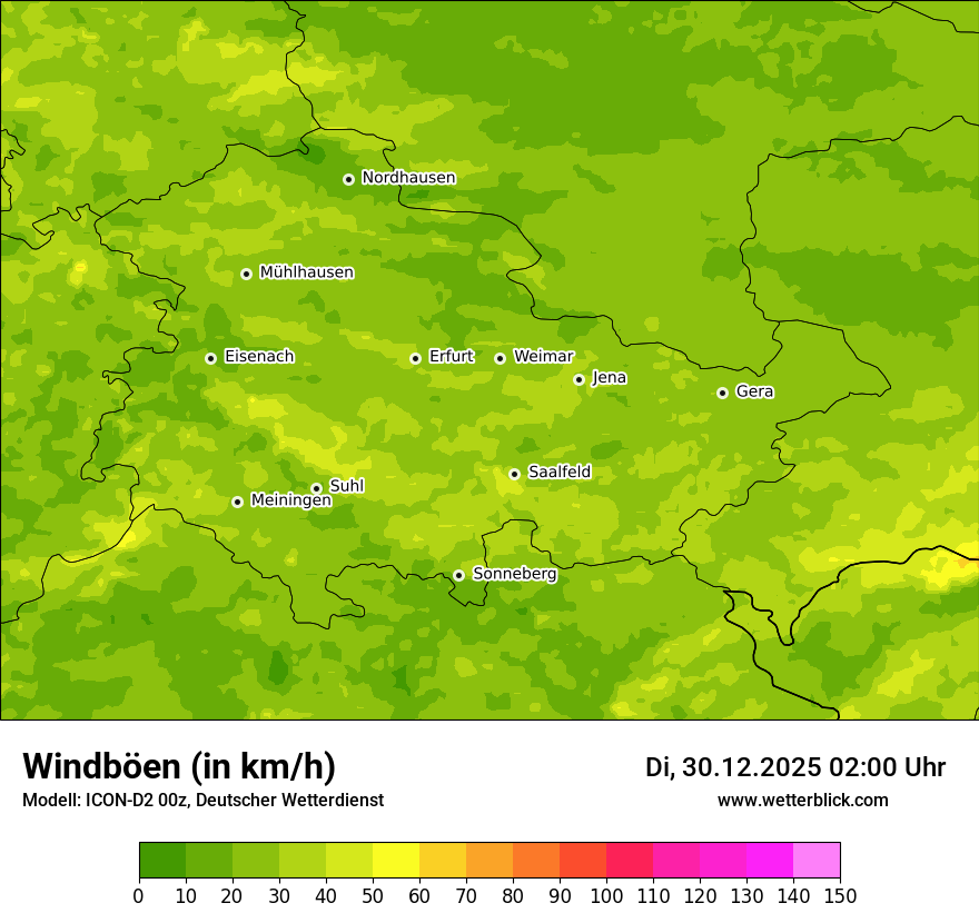 Modellkarten Windgeschwindigkeit