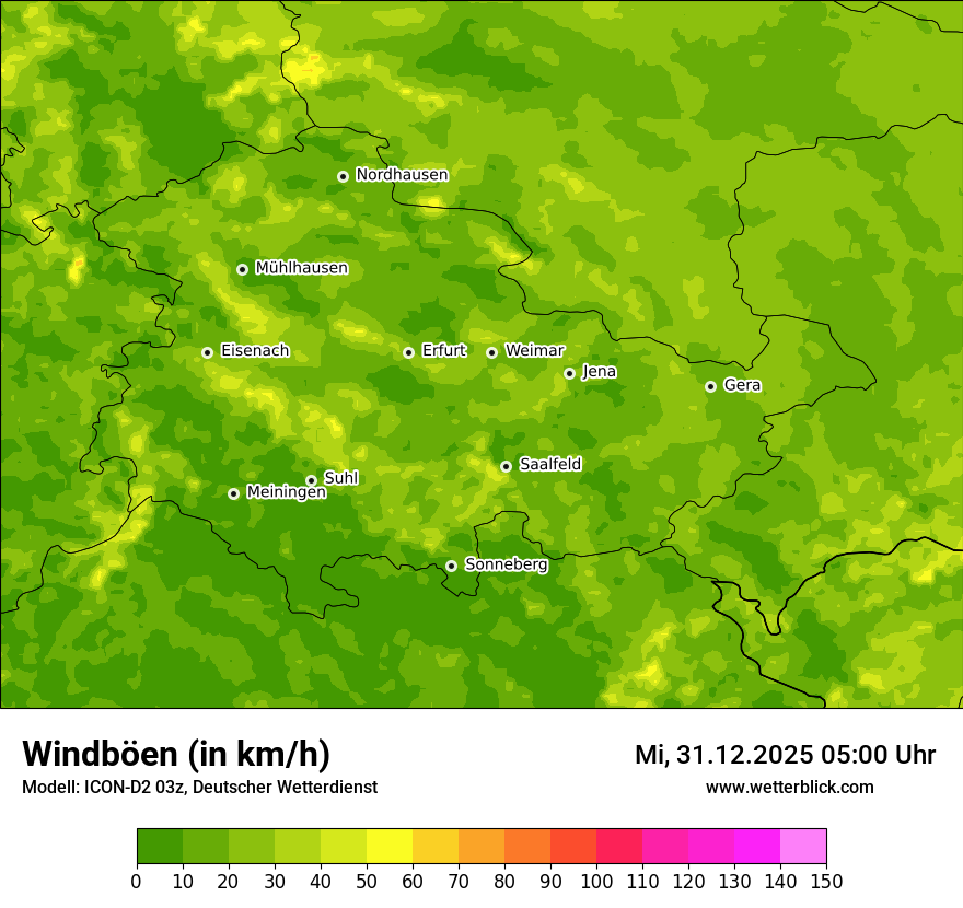 Modellkarten Windgeschwindigkeit