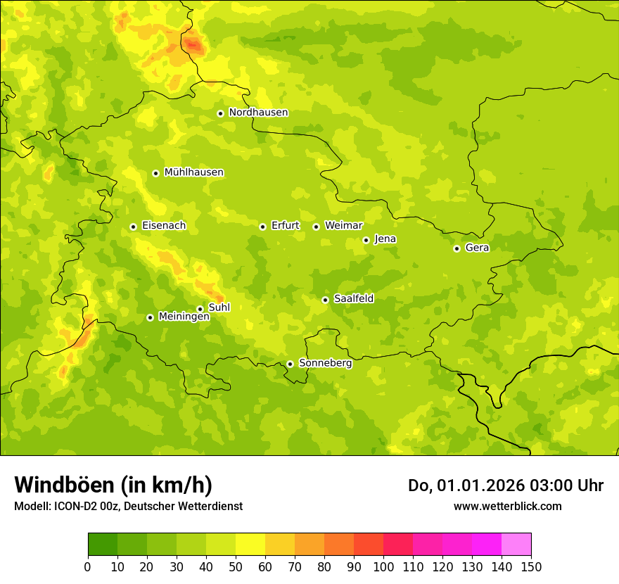 Modellkarten Windgeschwindigkeit