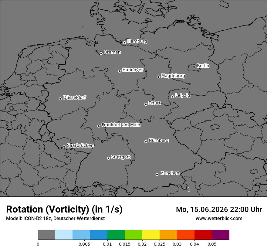 Modellkarte ICON-D2 – vorticity – deutschland
