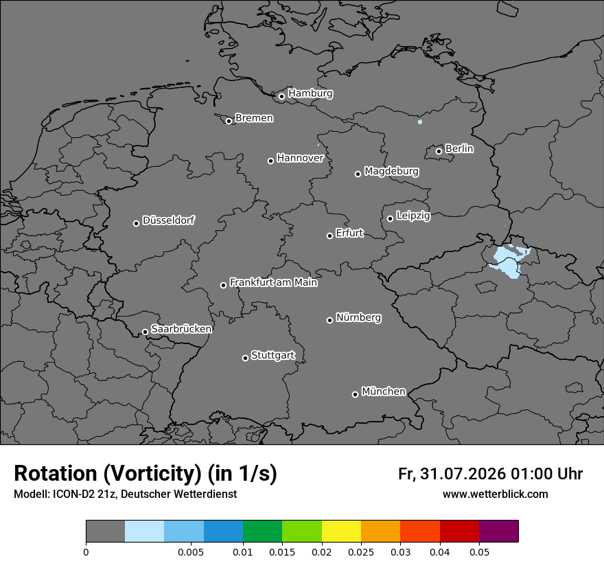 Modellkarte ICON-D2 – vorticity – deutschland