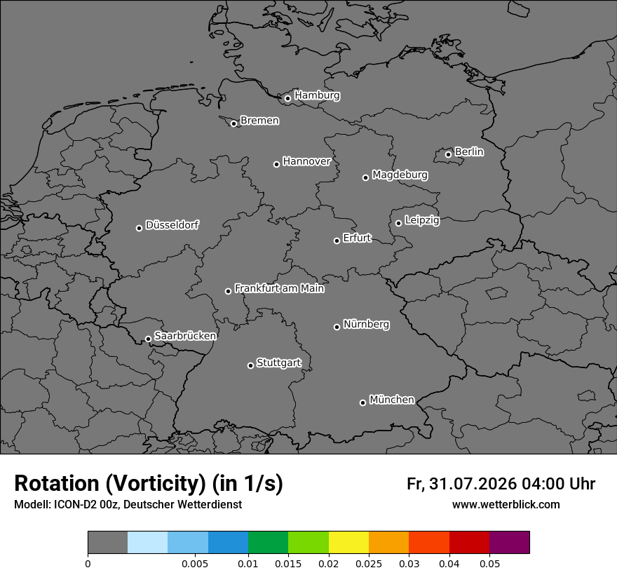 Modellkarte ICON-D2 – vorticity – deutschland