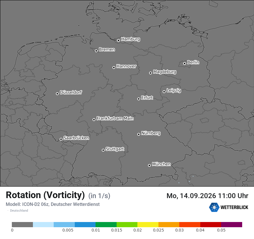 Modellkarte ICON-D2 – vorticity – deutschland