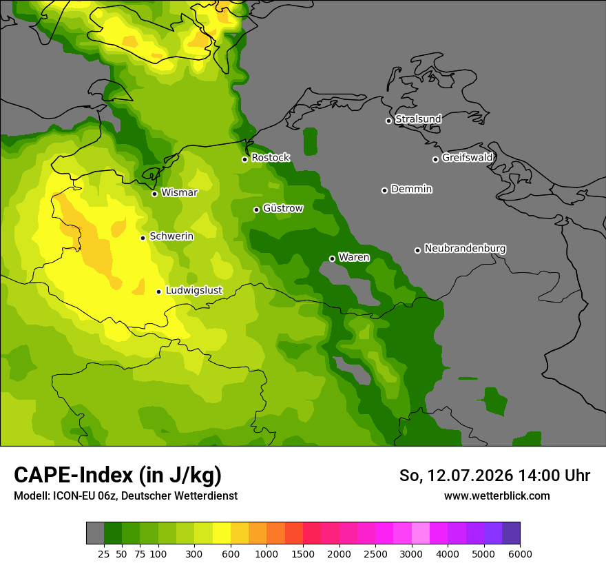 Modellkarte ICON-EU – cape – mv
