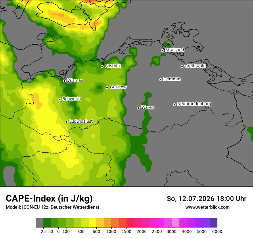 Modellkarte ICON-EU – cape – mv