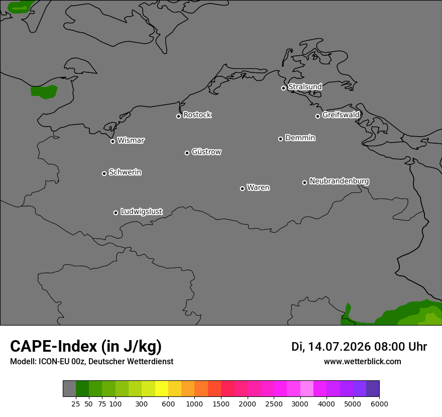 Modellkarte ICON-EU – cape – mv