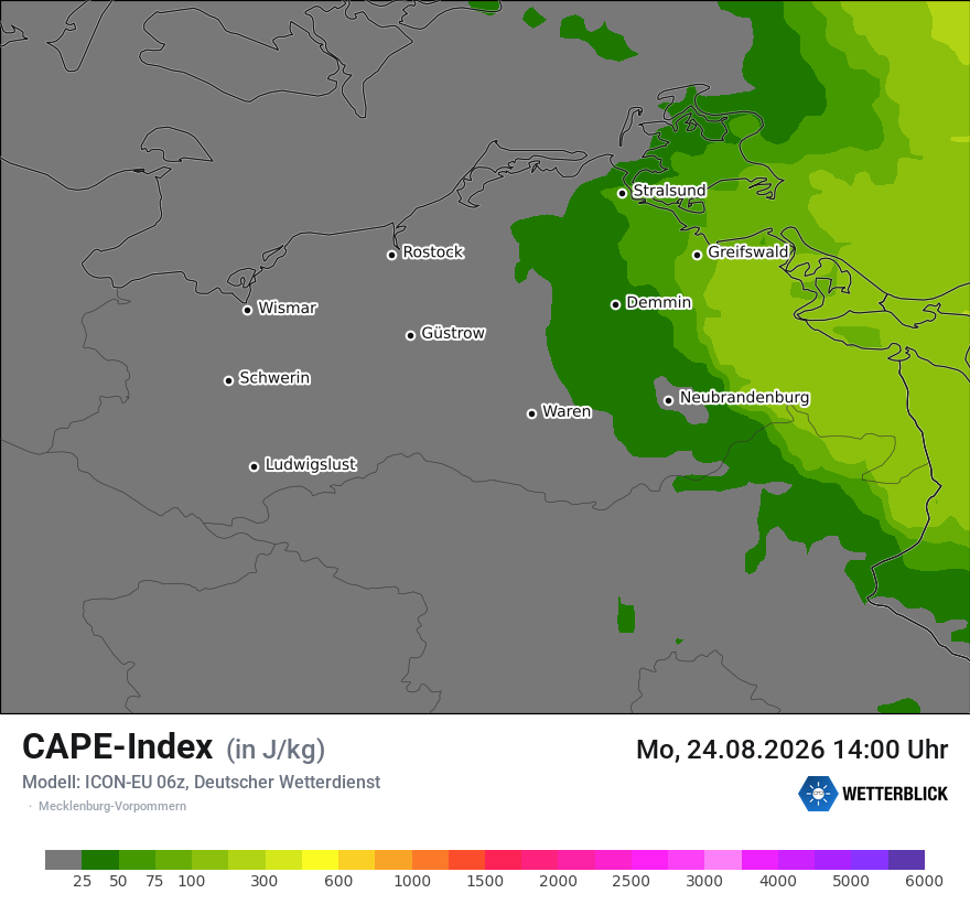 Modellkarte ICON-EU – cape – mv