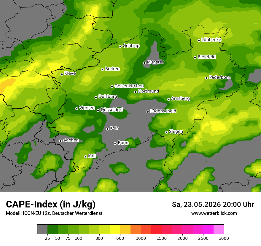 Modellkarte ICON-EU – cape – nrw