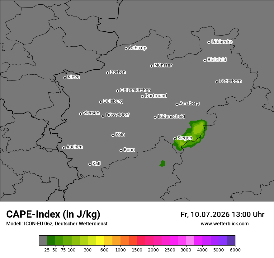 Modellkarte ICON-EU – cape – nrw