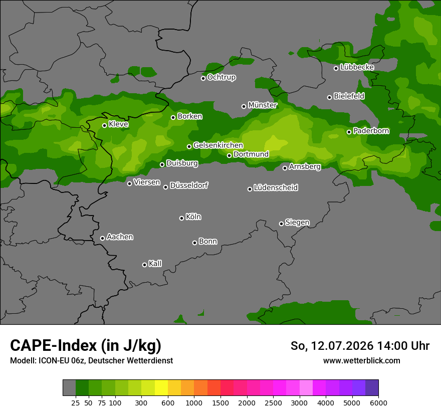 Modellkarte ICON-EU – cape – nrw