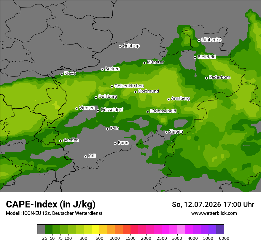 Modellkarte ICON-EU – cape – nrw