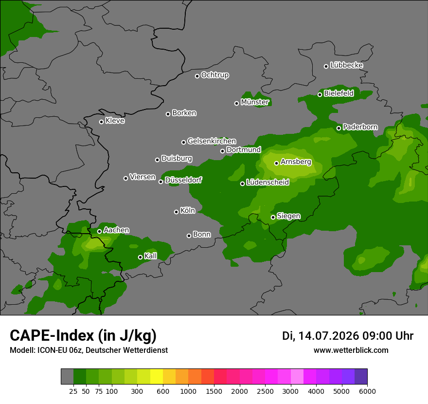 Modellkarte ICON-EU – cape – nrw