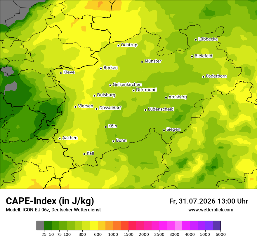 Modellkarte ICON-EU – cape – nrw