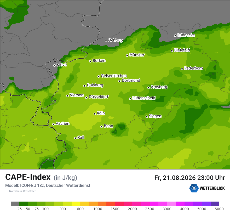 Modellkarte ICON-EU – cape – nrw