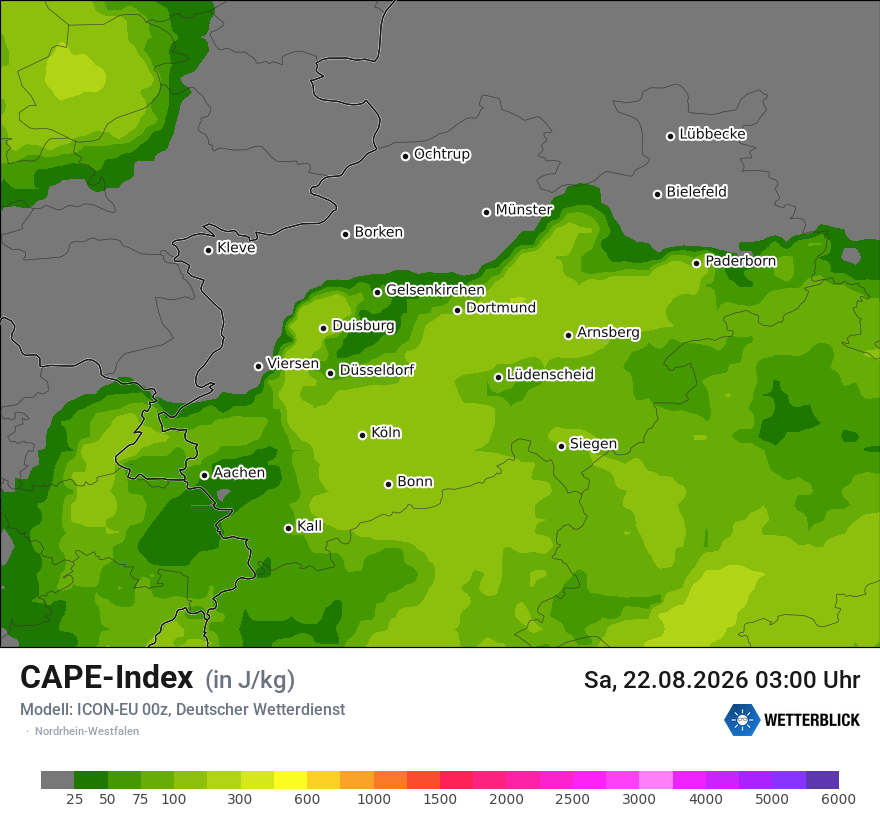 Modellkarte ICON-EU – cape – nrw