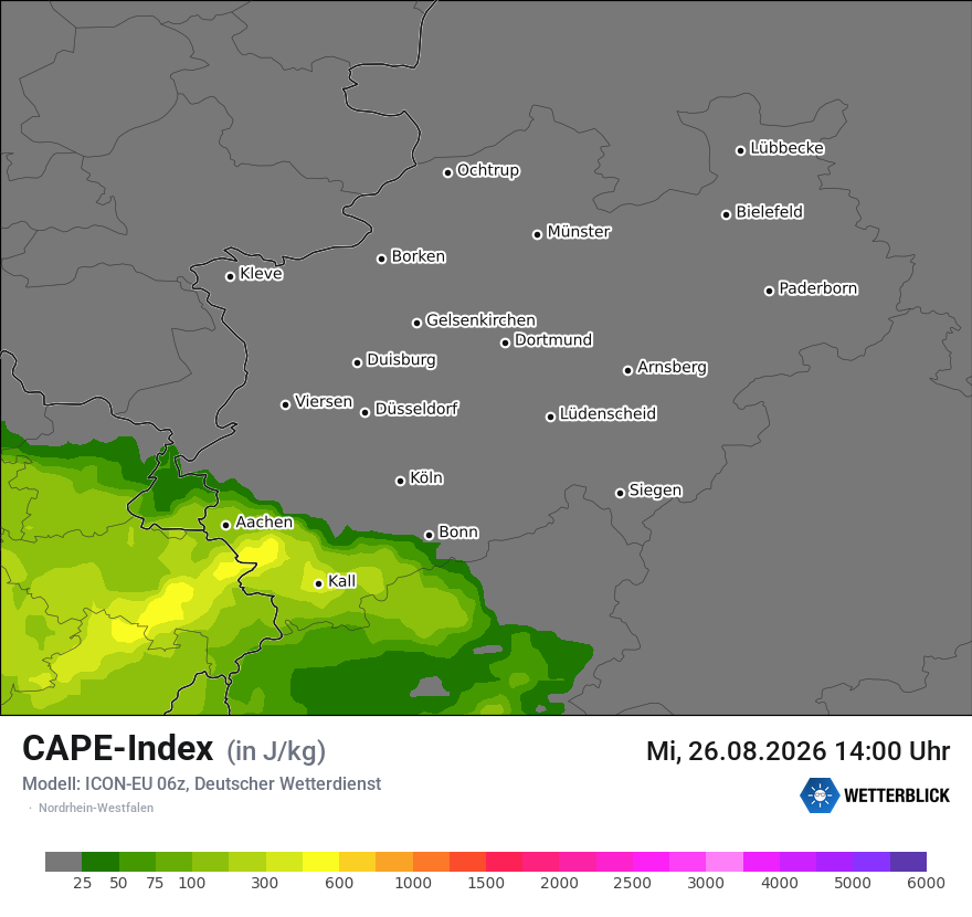 Modellkarte ICON-EU – cape – nrw