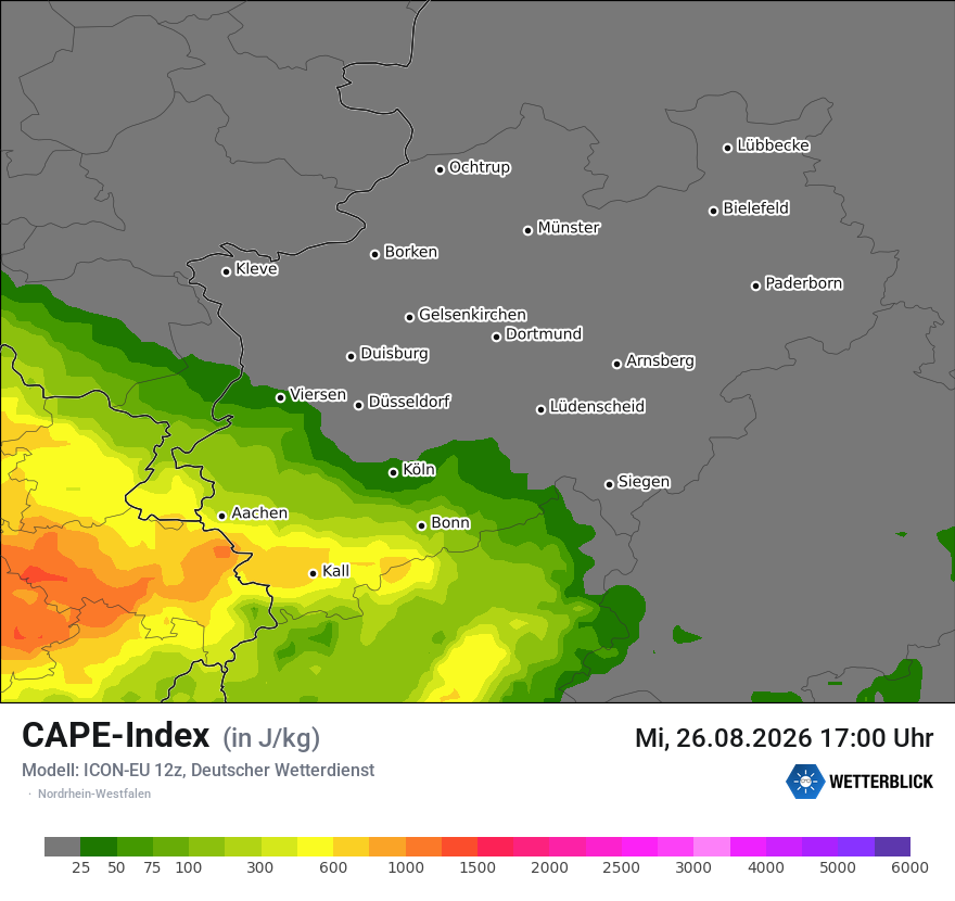 Modellkarte ICON-EU – cape – nrw